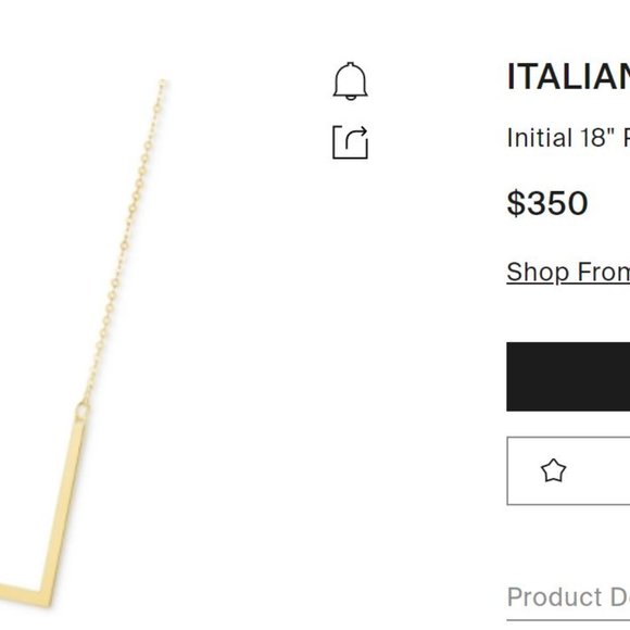 Initial "E" 10 K solid gold necklace- New in box - Picture 2 of 2